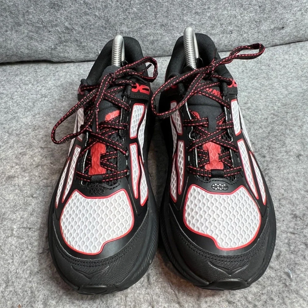 Hoka Clifton One Black Red White Mesh Running Walking Sneakers Womens 9.5